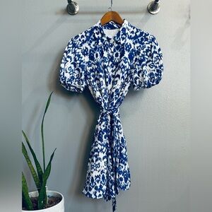 Sam Edelman Blue and White Button-Up Dress